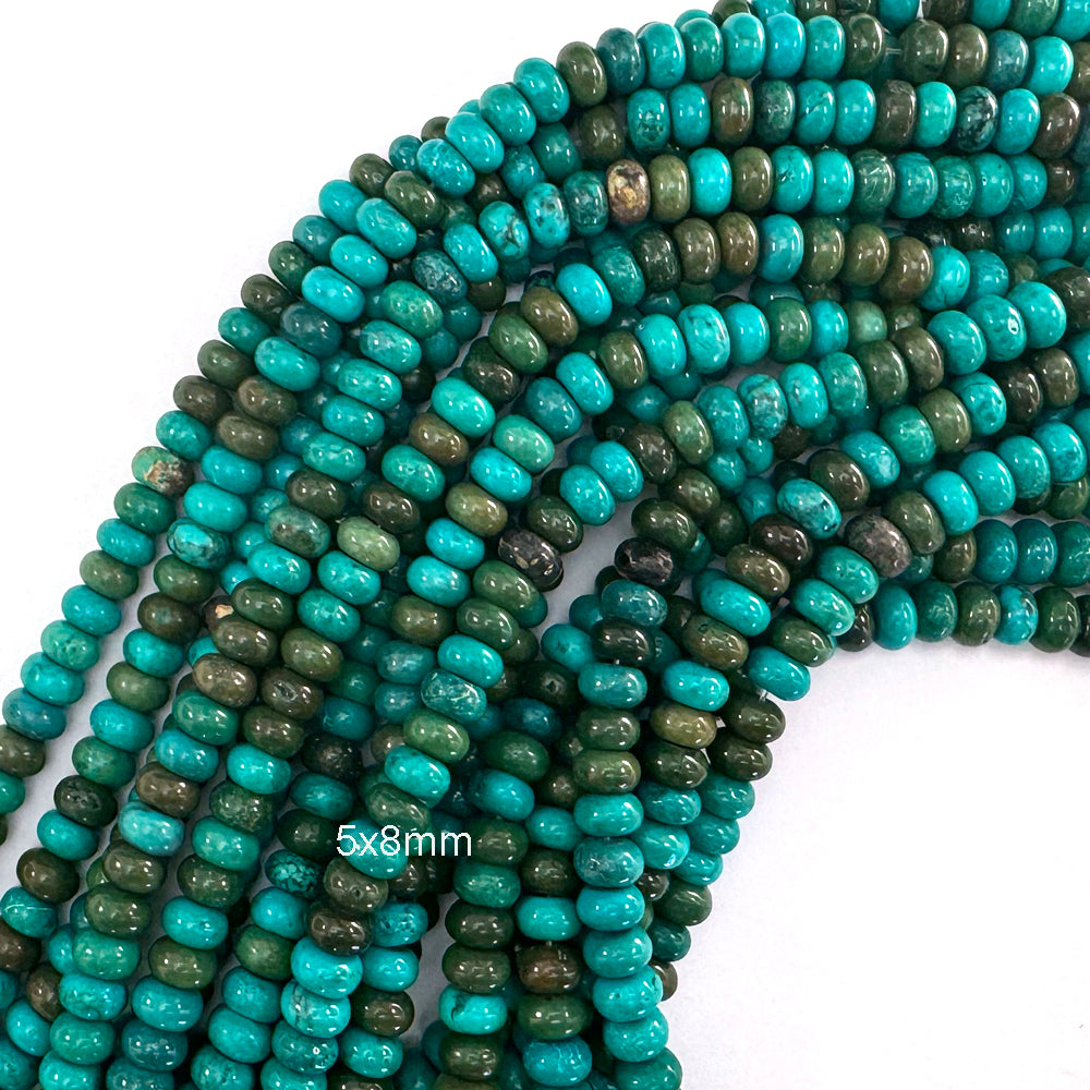 Brown Green Turquoise Rondelle Button Beads Gemstone 15.5" Strand 6mm 8mm 10mm