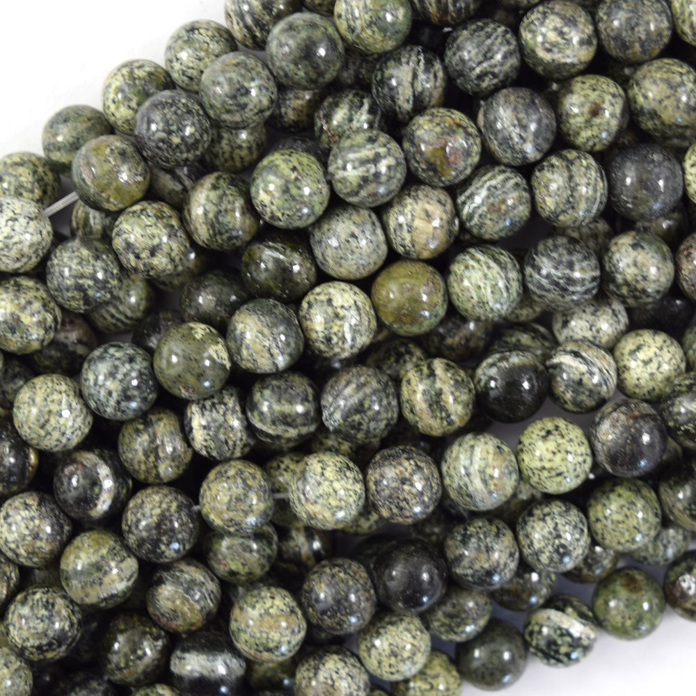 Natural Green Zebra Jasper Round Beads Gemstone 15" Strand 6mm 8mm