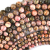 Natural Brown Pink Rhodochrosite Round Beads Gemstone 15