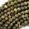 Natural Brown Jade Carved Round Beads Gemstone 15
