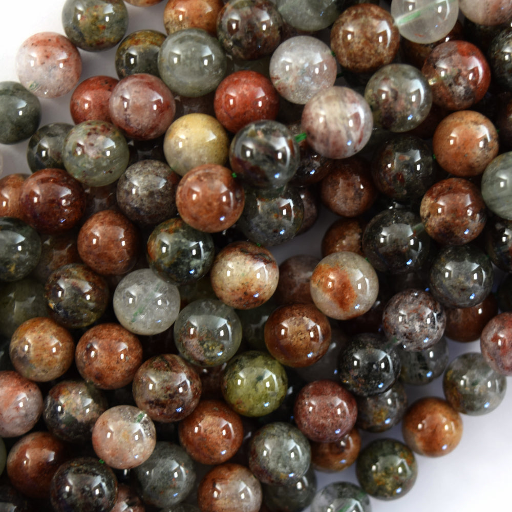 AA Natural Multicolor Phantom Quartz Round Beads Gemstone 15" Strand 8mm 10mm