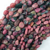 Natural African Pink Rhodonite Pebble Nugget Beads 15.5
