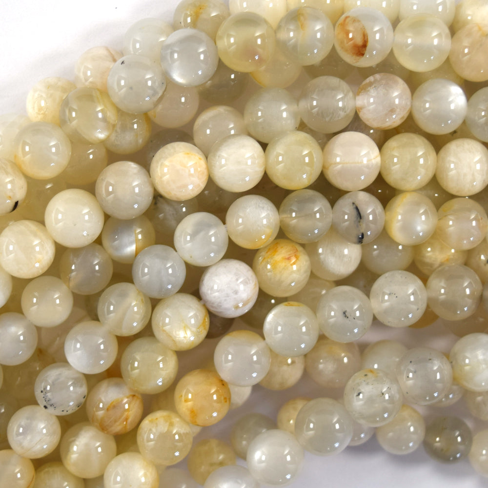 Natural Beige White Moonstone Round Beads Gemstone 15" Strand 6mm 8mm 10mm S3