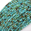 3x4mm faceted greenish blue turquoise rondelle button beads 15.5