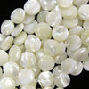 White Mother Of Pearl MOP Coin Beads Gemstone 15