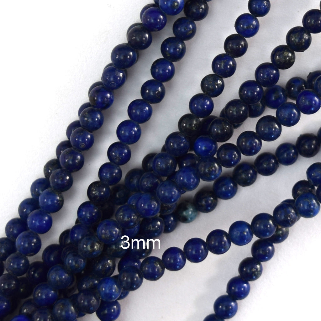 Blue Lapis Lazuli Round Beads 15" Strand 2mm 3mm 4mm 6mm 8mm 10mm 12mm 14mm
