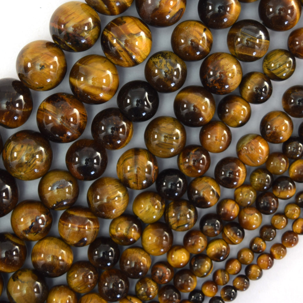 Natural Tiger Eye Round Beads Gemstone 15" Strand 4mm 6mm 8mm 10mm 12mm