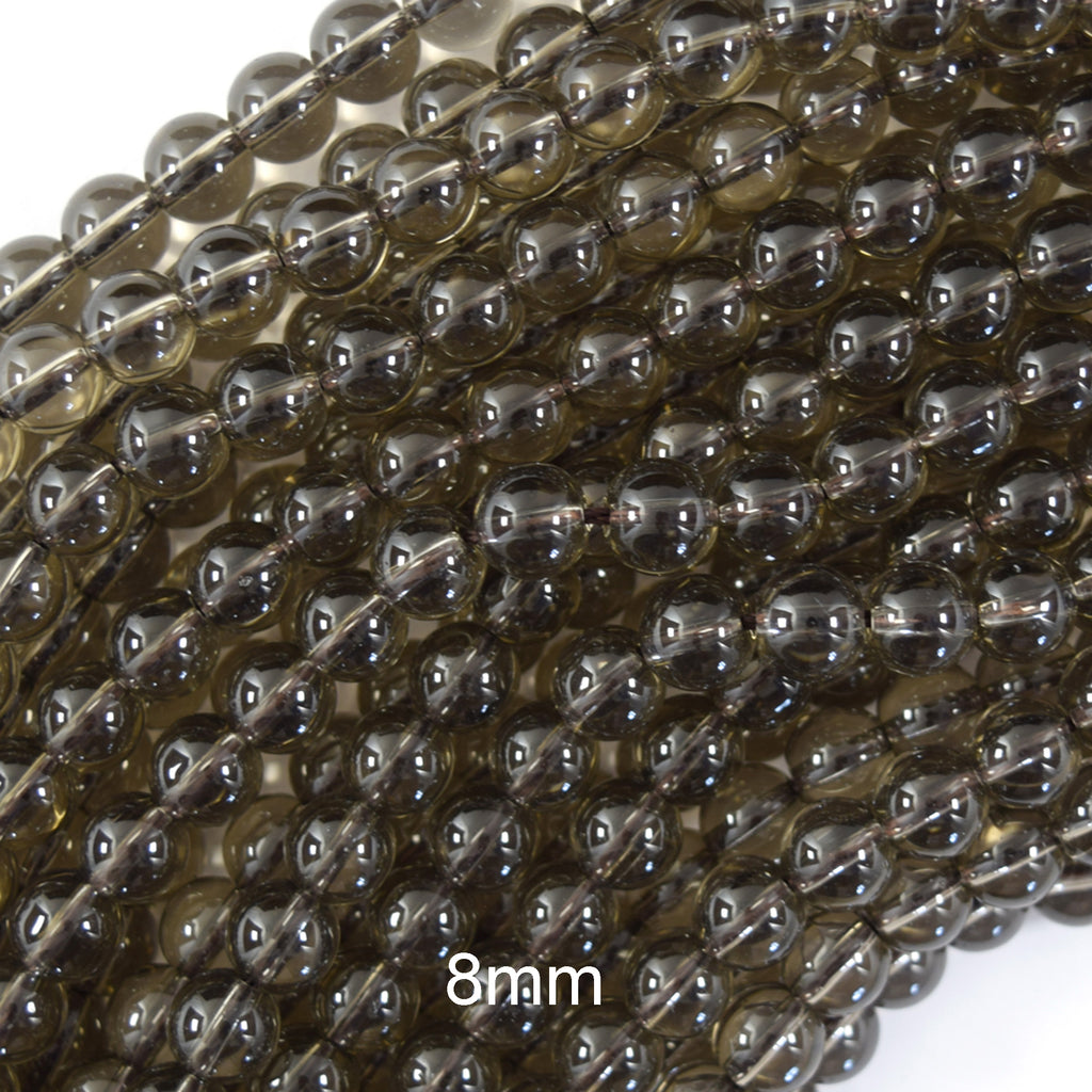 Smoky Quartz Round Beads Gemstone 15" Strand 4mm 6mm 8mm 10mm