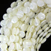 White Mother Of Pearl MOP Coin Beads Gemstone 15