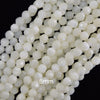 Faceted White Mother Of Pearl MOP Round Beads 15.5
