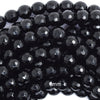 Faceted Black Onyx Round Beads Gemstone 15