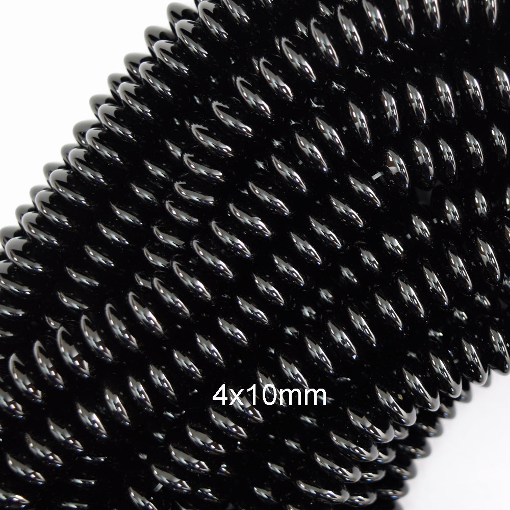 AA Black Onyx Rondelle Button Beads Gemstone 15" Strand 4mm 6mm 8mm 10mm