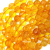 Faceted Yellow Citrine Round Beads Gemstone 15'' Strand 4mm 6mm 8mm 10mm 12mm S1