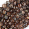 Natural Brown Sunstone Round Beads Gemstone 15.5