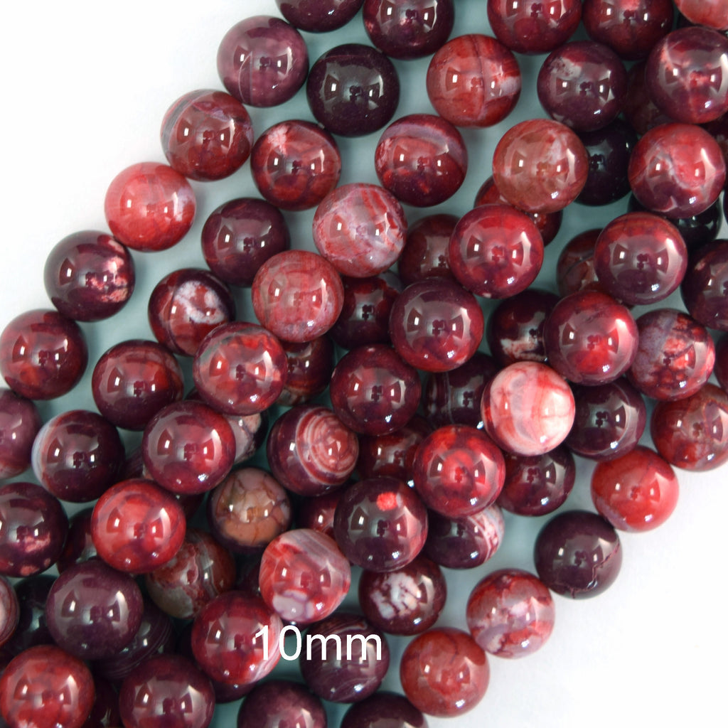 Red Fire Agate Round Beads Gemstone 15" Strand 6mm 8mm 10mm