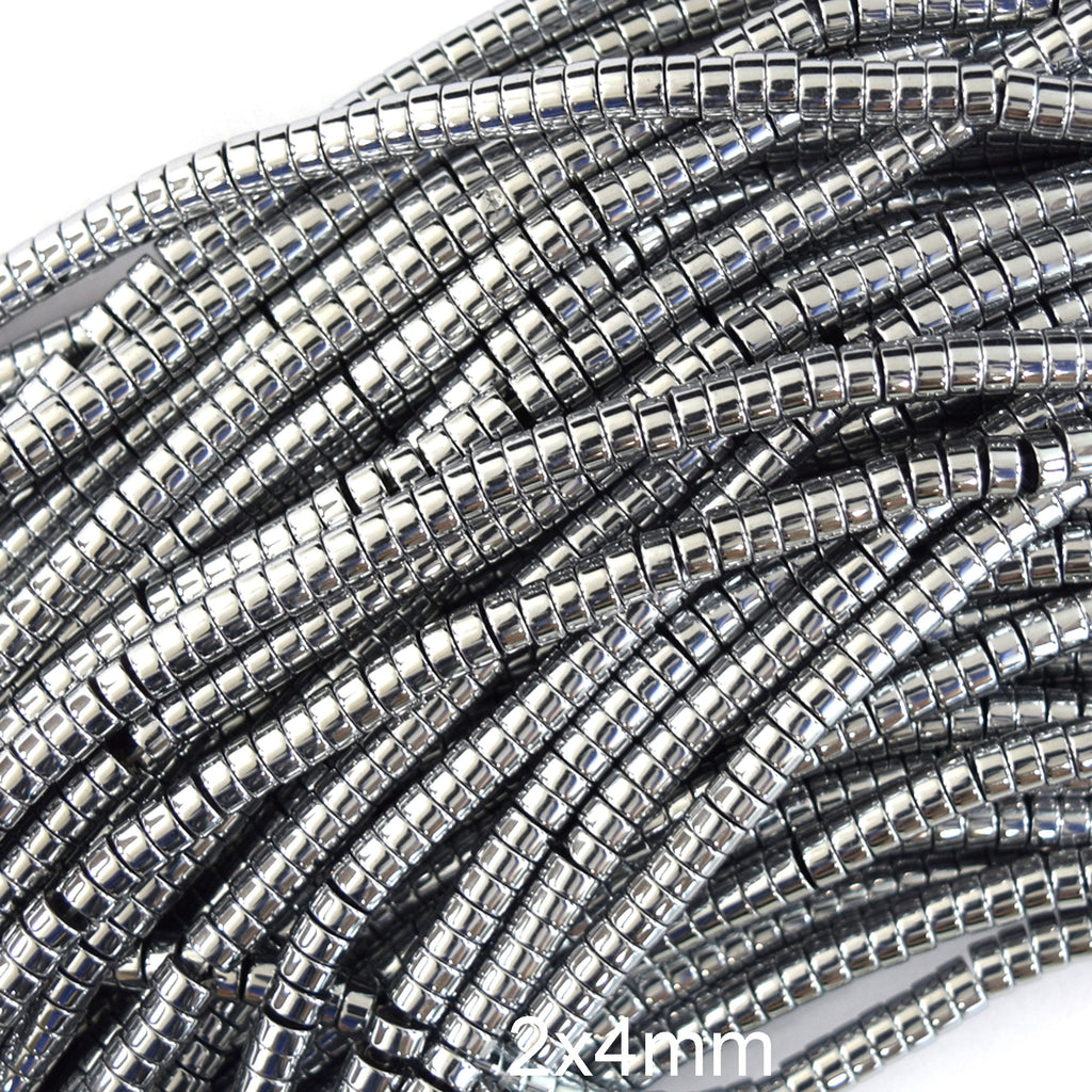 Silver Hematite Heishi Disc Beads Gemstone 15.5" Strand 3mm 4mm 6mm 8mm