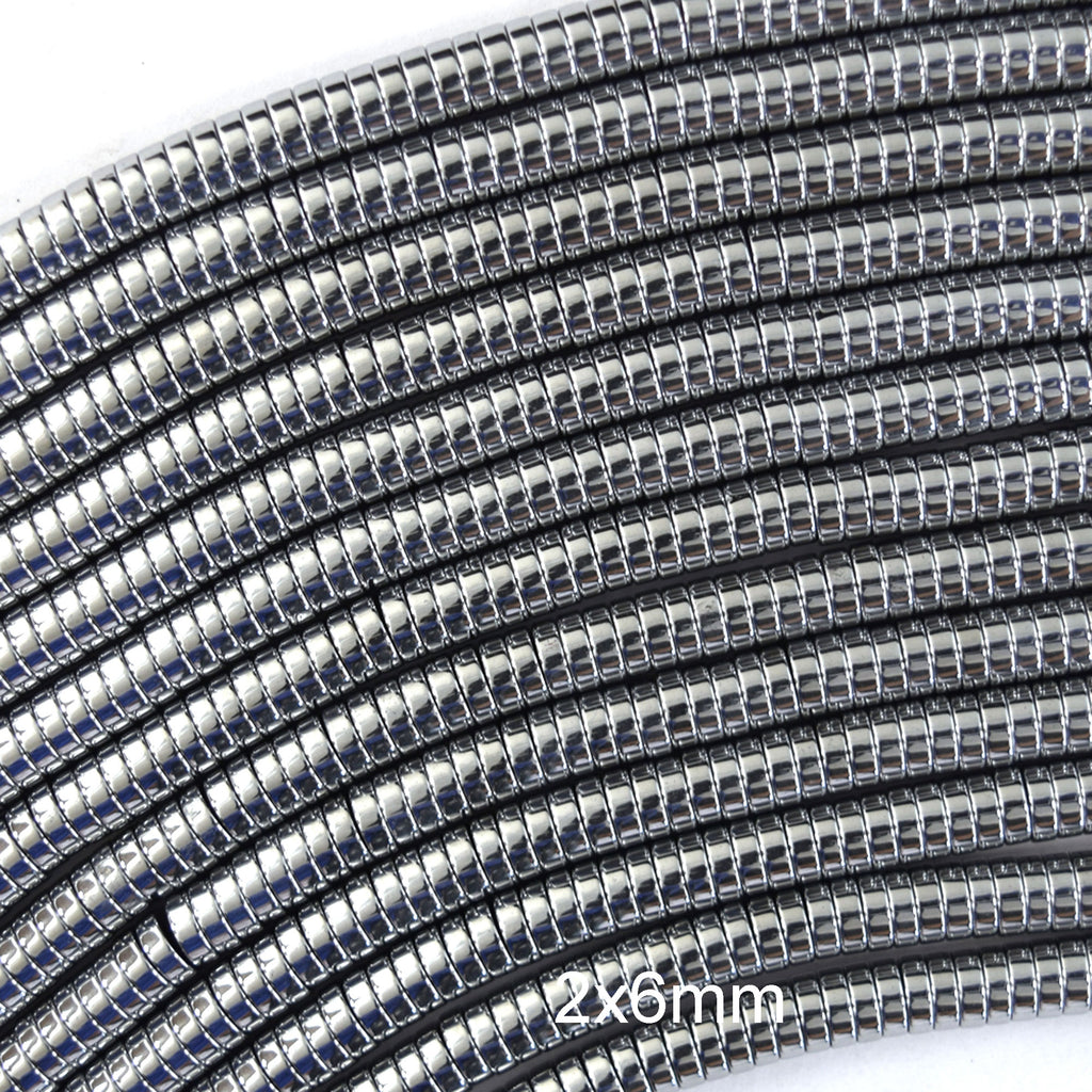 Silver Hematite Heishi Disc Beads Gemstone 15.5" Strand 3mm 4mm 6mm 8mm