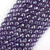 Mystic Titanium Natural Faceted Purple Amethyst Round Beads 15