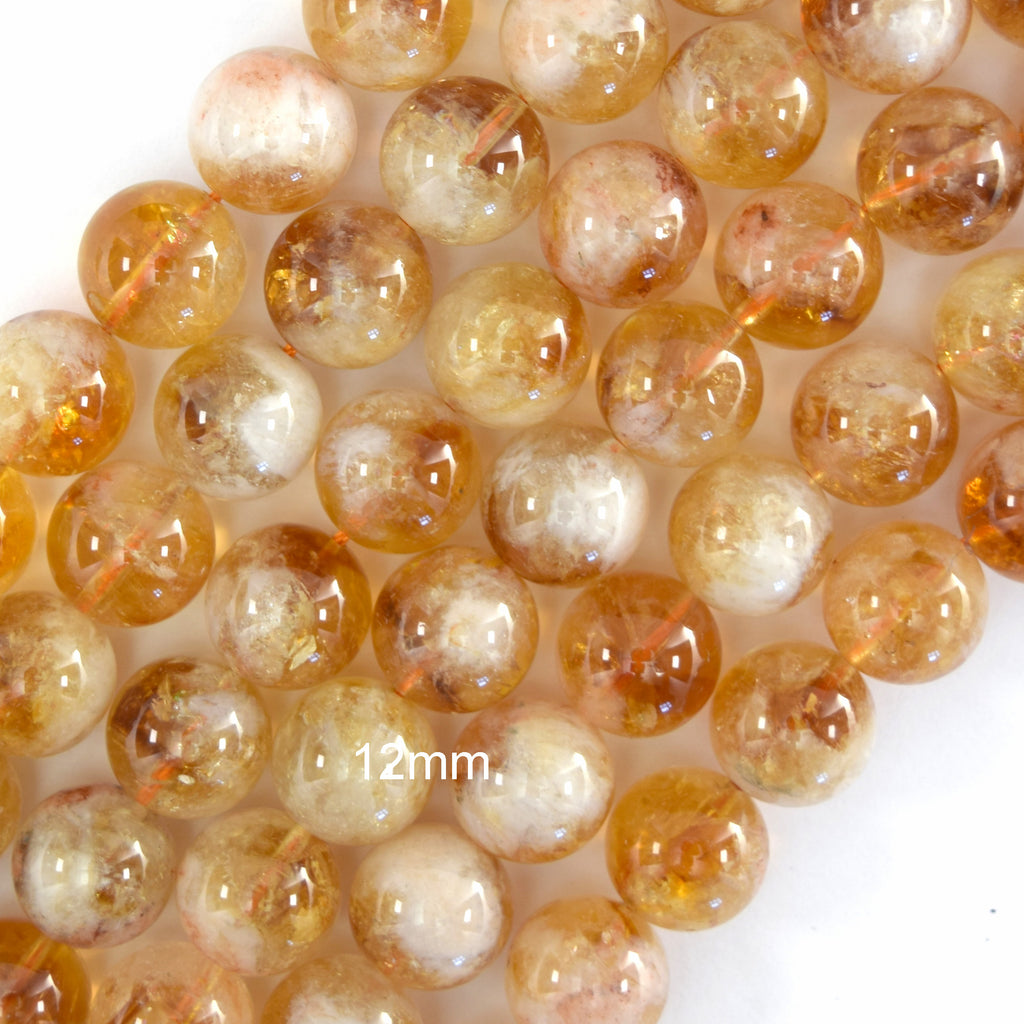 A grade Natural Yellow Citrine Round Beads 15" Strand 4mm 6mm 8mm 10mm 12mm S1