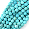 Faceted Blue Turquoise Round Beads Gemstone 15
