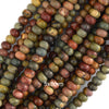 Natural Red Creek Picasso Jasper Rondelle Button Beads 15.5