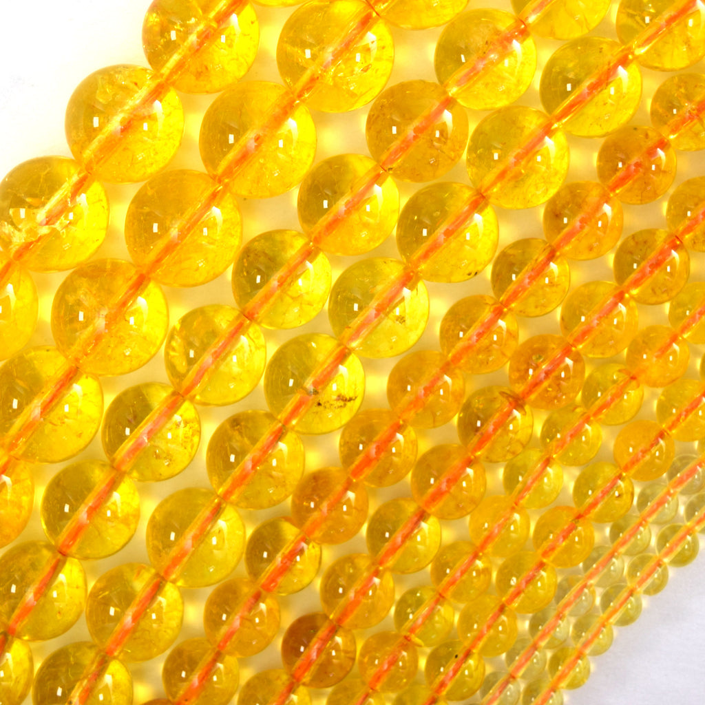 Yellow Citrine Round Beads Gemstone 15" Strand 4mm 6mm 8mm 10mm 12mm