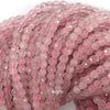 Natural Faceted Pink Rose Quartz Round Beads 15