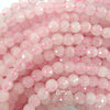 Natural Faceted Pink Rose Quartz Round Beads 15
