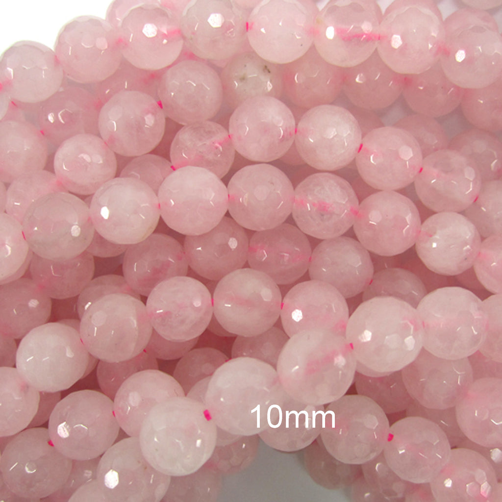 Natural Faceted Pink Rose Quartz Round Beads 15" Strand 4mm 6mm 8mm 10mm 12mm