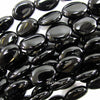 AA Black Onyx Flat Oval Beads Gemstone 15.5