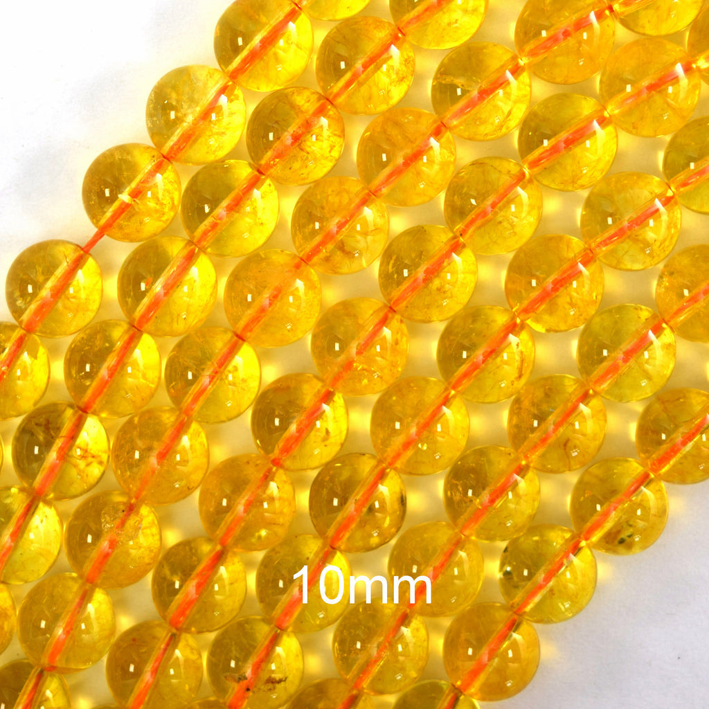 Yellow Citrine Round Beads Gemstone 15" Strand 4mm 6mm 8mm 10mm 12mm