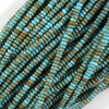 Brown Matrix Blue Turquoise Rondelle Button Beads 15.5
