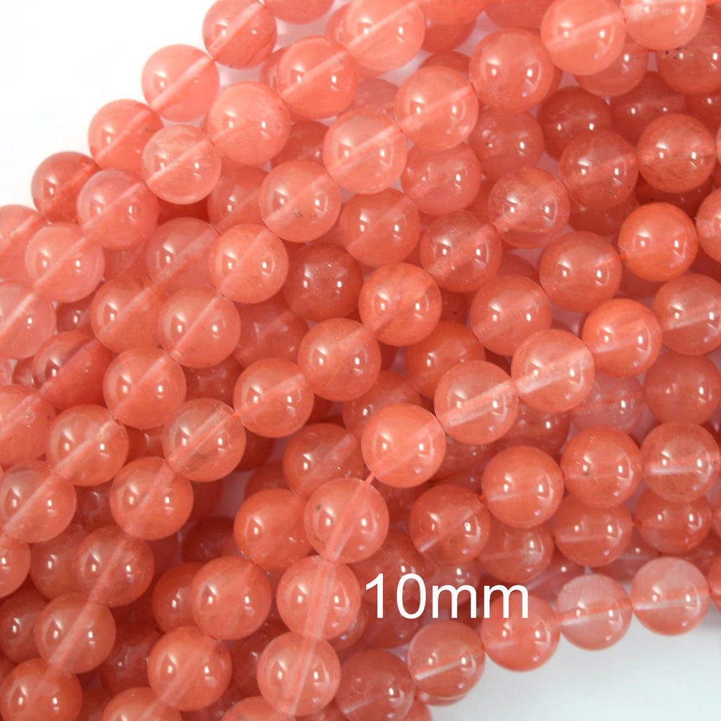Cherry Quartz Round Beads Gemstone 15" Strand 6mm 8mm 10mm 12mm