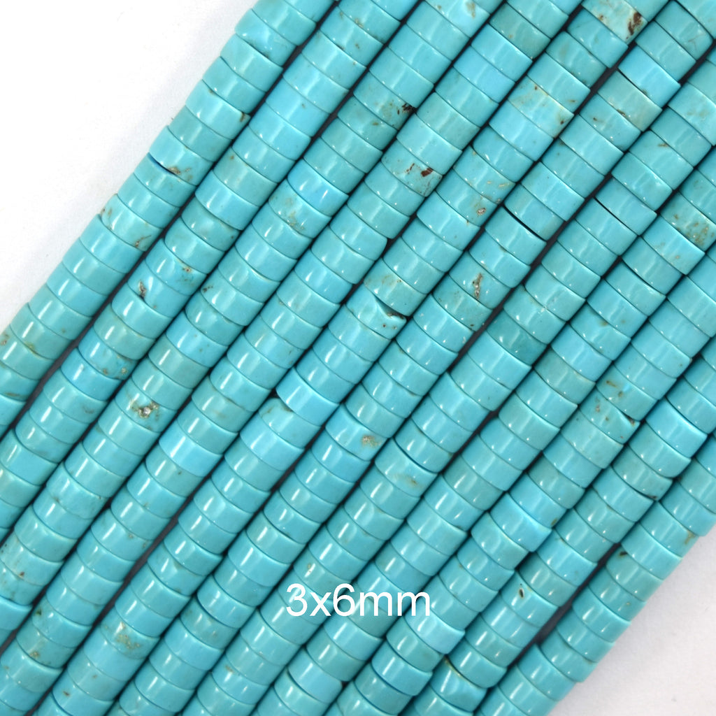 Blue Turquoise Heishi Disc Beads Gemstone 15.5" Strand 3mm 4mm 6mm 8mm 10mm 12mm