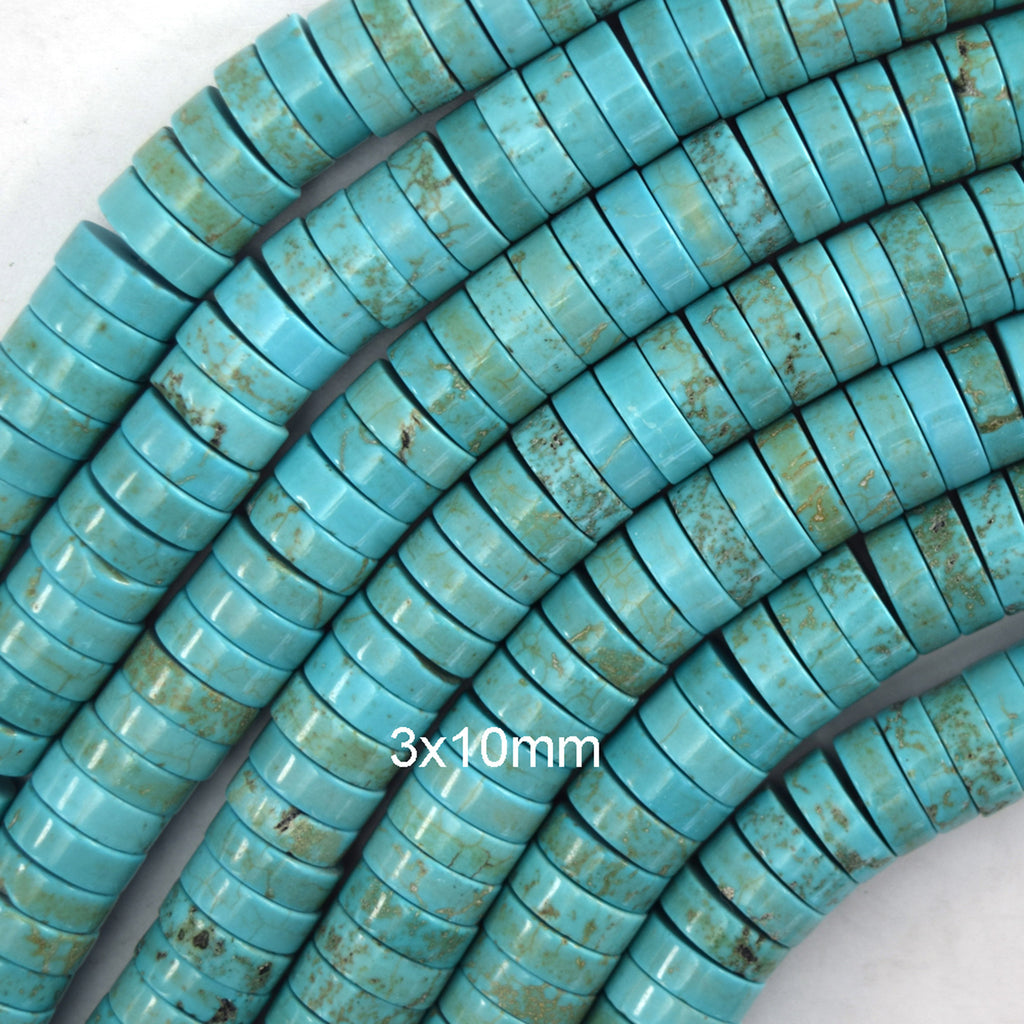 Blue Turquoise Heishi Disc Beads Gemstone 15.5" Strand 3mm 4mm 6mm 8mm 10mm 12mm