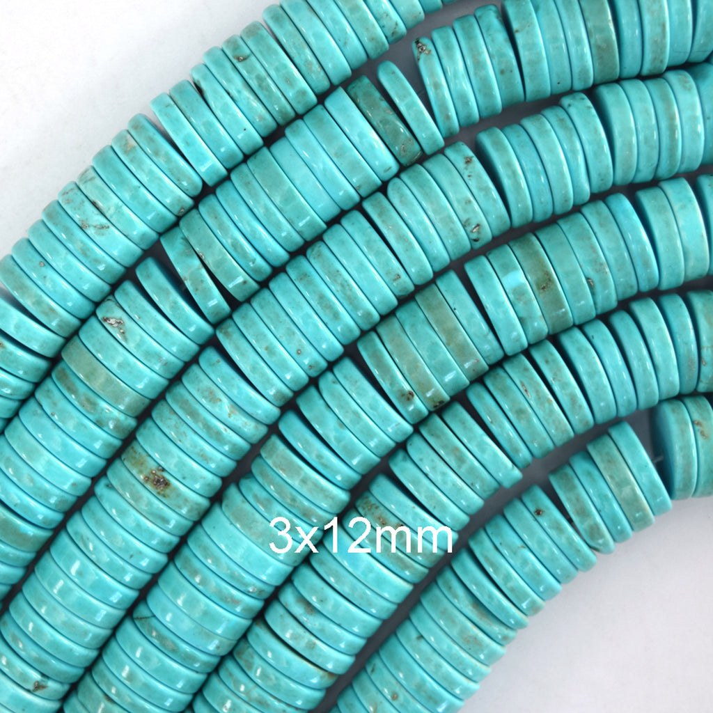 Blue Turquoise Heishi Disc Beads Gemstone 15.5" Strand 3mm 4mm 6mm 8mm 10mm 12mm
