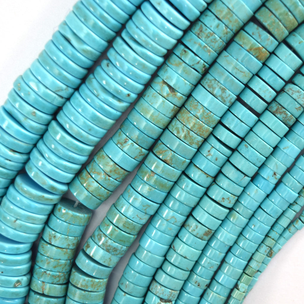 Blue Turquoise Heishi Disc Beads Gemstone 15.5" Strand 3mm 4mm 6mm 8mm 10mm 12mm