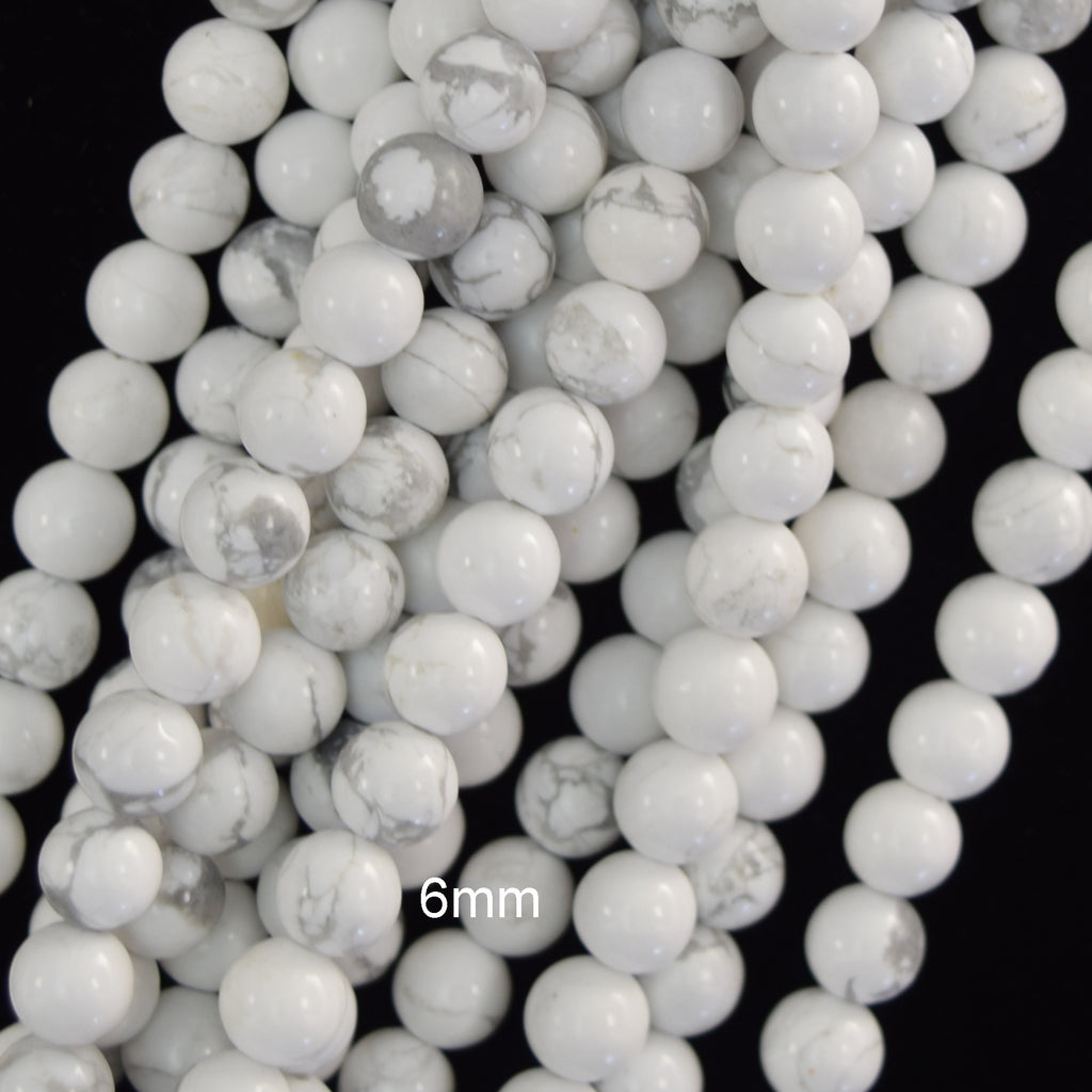 Natural White Howlite Round Beads Gemstone 15" Strand 4mm 6mm 8mm 10mm 12mm
