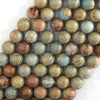 Natural Brown Blue Snake Skin Jasper Round Beads 15