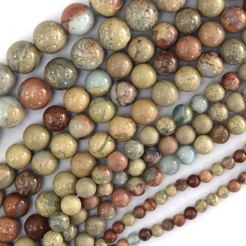 Natural Brown Blue Snake Skin Jasper Round Beads 15" Strand 4mm 6mm 8mm 10mm
