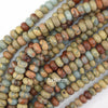 Natural Brown Blue Snake Skin Jasper Rondelle Button Beads 15