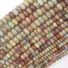 Natural Brown Blue Snake Skin Jasper Rondelle Button Beads 15