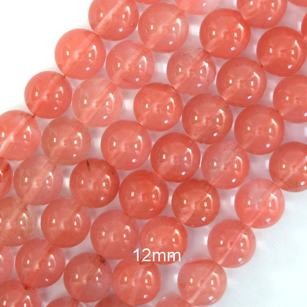 Cherry Quartz Round Beads Gemstone 15" Strand 6mm 8mm 10mm 12mm