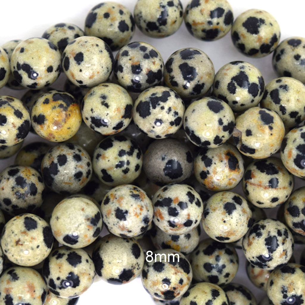 Natural Dalmatian Jasper Round Beads Gemstone 14.5" Strand 4mm 6mm 8mm 10mm 12mm