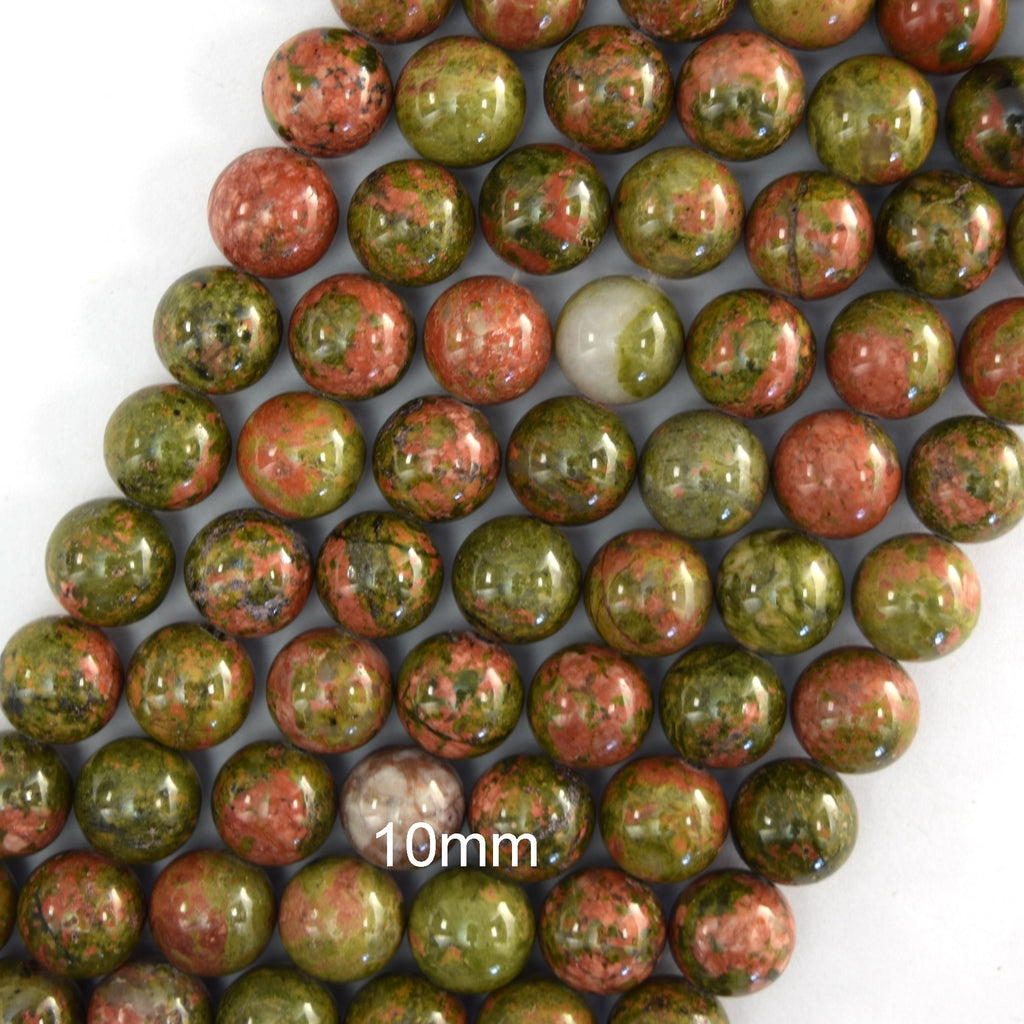 Natural Green Unakite Jasper Round Beads 15" Strand 4mm 6mm 8mm 10mm 12mm