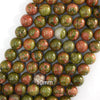 Natural Green Unakite Jasper Round Beads 15