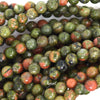 Natural Green Unakite Jasper Round Beads 15