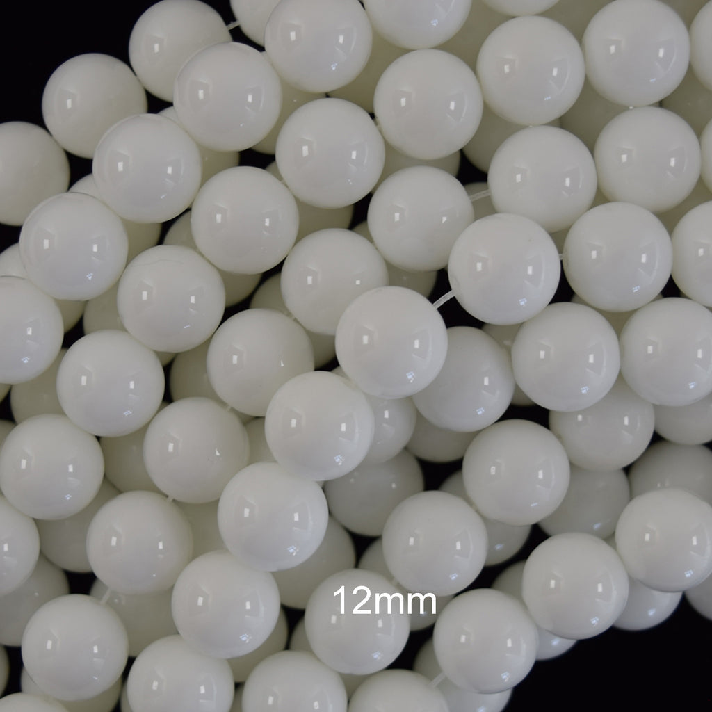 White Jade Round Beads Gemstone 15" Strand 4mm 6mm 8mm 10mm 12mm