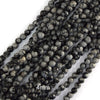 Natural Black Snowflake Obsidian Round Beads 15