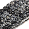 Natural Black Snowflake Obsidian Round Beads 15